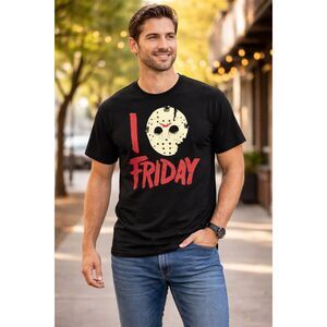 Friday The 13th Jason Mask Graphic T-Shirt Men Size M Black Horror Movie Tee #5